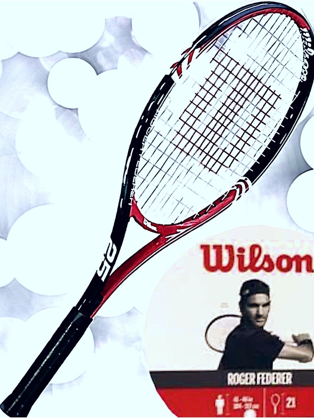 Wilson Black and Red Roger Federer 25 Tennis Racket